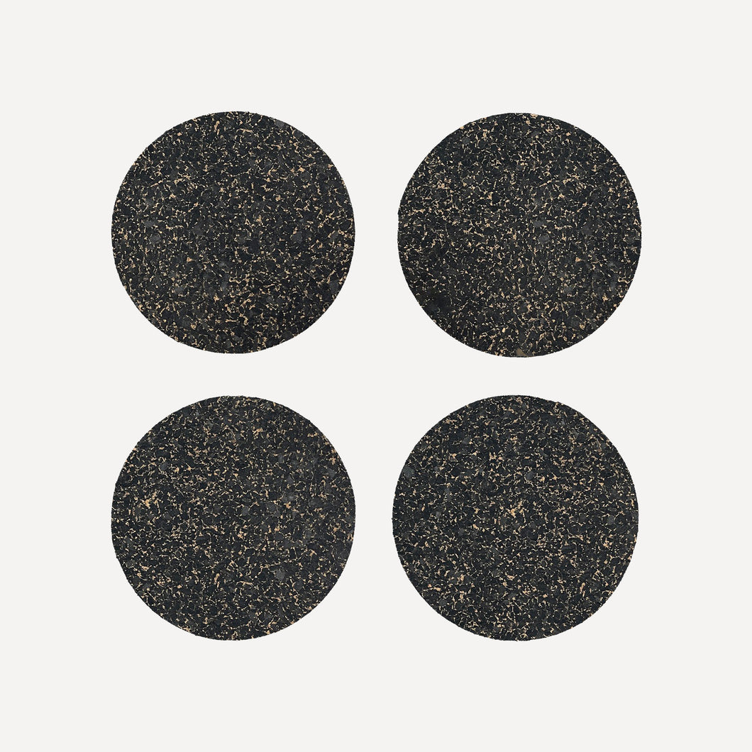 Cork coasters in speckled charcoal