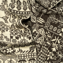 Load image into Gallery viewer, Close-up of black and white patterned pure wool scarf
