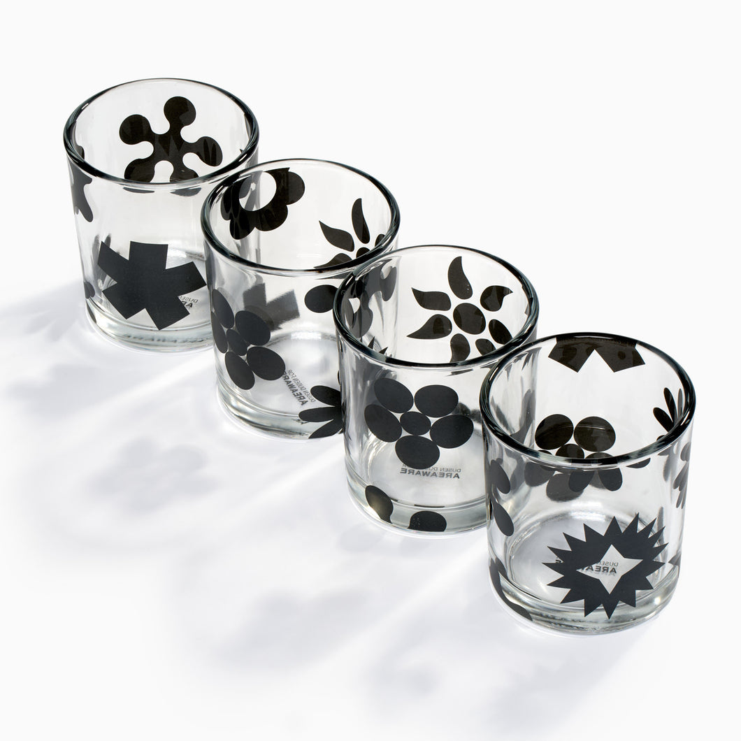 Areaware Dusen Dusen Pattern Glasses Set of 4 (black)