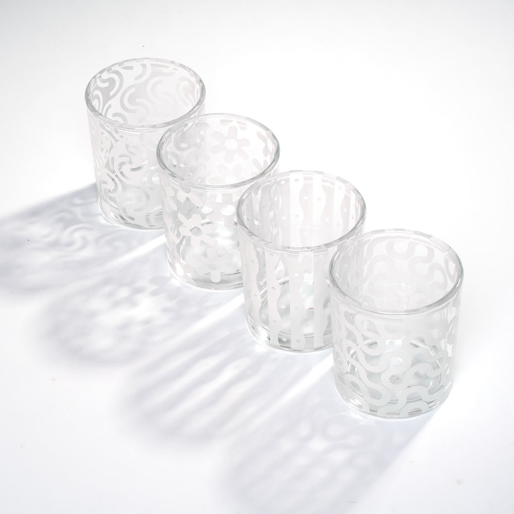 Areaware Dusen Dusen Pattern Glasses Set of 4 (white)