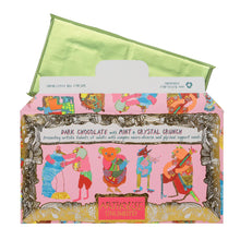 Load image into Gallery viewer, Arthouse Unlimited dark chocolate mint crunch bar with colourful illustrated packaging of animals hugging
