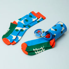Load image into Gallery viewer, Blue green and orange bamboo socks by Block Design
