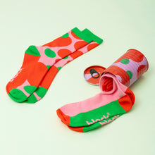 Load image into Gallery viewer, Colourful pink red and green bamboo socks by Block Design
