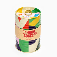 Load image into Gallery viewer, Reusable gift tin for Block Design multicolour bamboo socks
