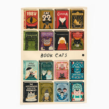 Load image into Gallery viewer, Book Cats cotton tea towel by Niaski featuring iconic novels reimagined as cats
