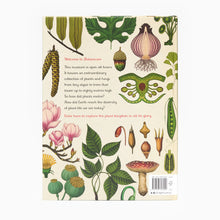 Load image into Gallery viewer, Illustrated book cover with plants and fungi on a white background
