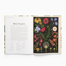 Load image into Gallery viewer, Open book with illustrations of wild flowers on a white background
