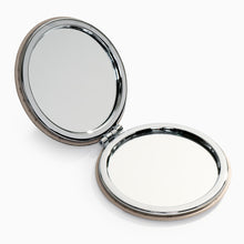 Load image into Gallery viewer, Catwalk compact mirror open showing dual mirrors inside
