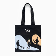 Catwalk exhibition tote bag with Yves Saint Laurent catwalk silhouette design