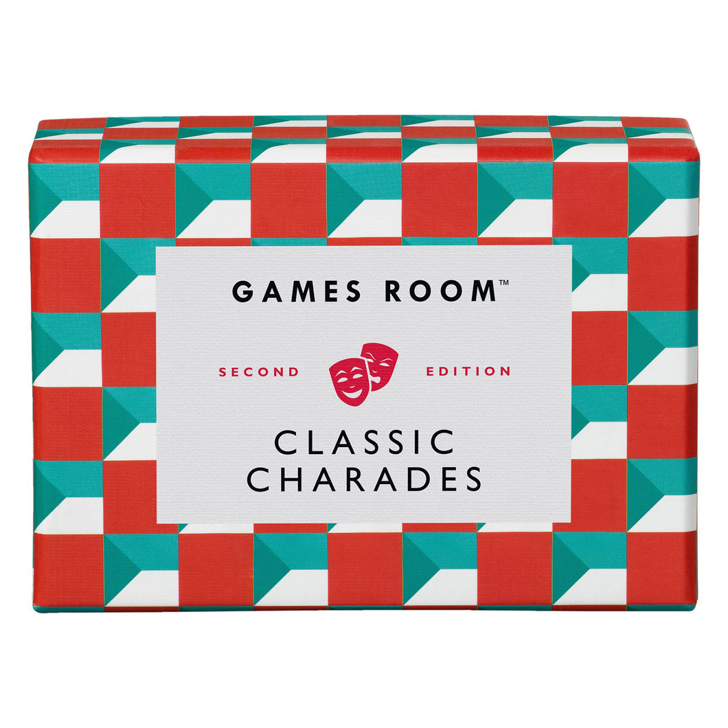 Box of 'Classic Charades' game from 'Games Room' on a white background