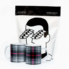 Load image into Gallery viewer, Coco Chocolatier Salted Caramel Hot Chocolate &amp; Tartan Mug Set 
