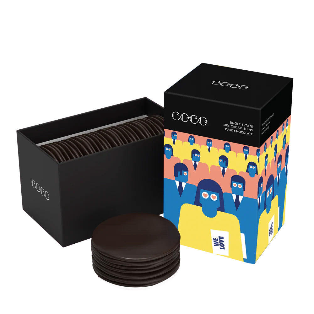 Single Estate Dark Chocolate Cacao Thins by COCO Chocolatier