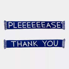 Load image into Gallery viewer, Two blue scarves with white text on a light gray background
