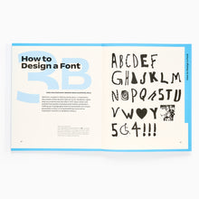 Load image into Gallery viewer, Design and Disability exhibition catalogue open to typography spread exploring accessible font design.
