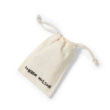 Load image into Gallery viewer, Beige drawstring bag with &#39;Donna Wilson&#39; branding on a white background
