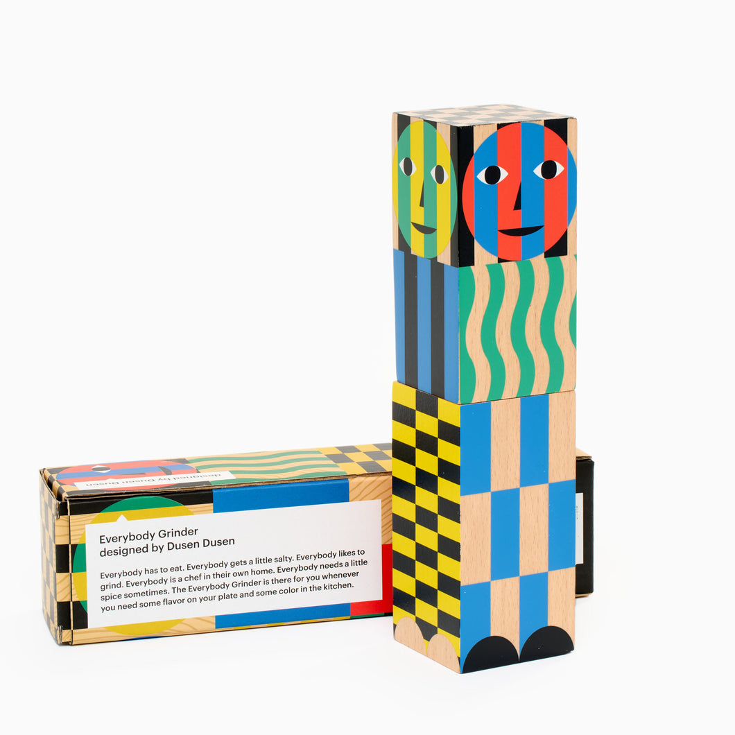 dusen dusen salt and pepper grinder black wood with cool colourful pattern