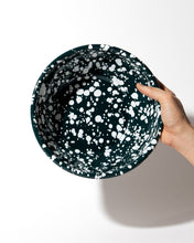 Load image into Gallery viewer, Green and White Splatter Large Enamel Bowl by Yod &amp; Co
