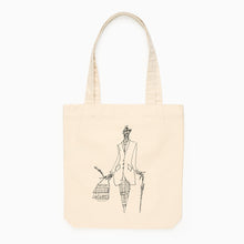 Load image into Gallery viewer, Fashion sketch tote bag by Iain R Webb with illustrated fashion figure
