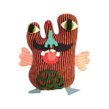 Load image into Gallery viewer, Finished colourful lambswool monster made using the Donna Wilson craft kit
