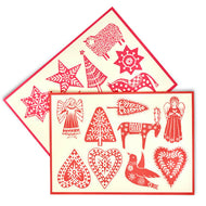 Folk Art paper Christmas decorations by Cambridge Imprint with angels, stars, hearts, trees and birds