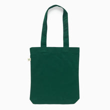 Load image into Gallery viewer, Back view of forest green organic cotton tote bag
