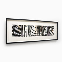 Load image into Gallery viewer, Framed wall art on the wall. Abstract design by Fraser Haxton.
