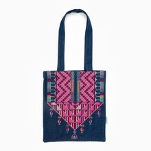Load image into Gallery viewer, Tote bag with geometric pattern on a white background by Fokeglory Design
