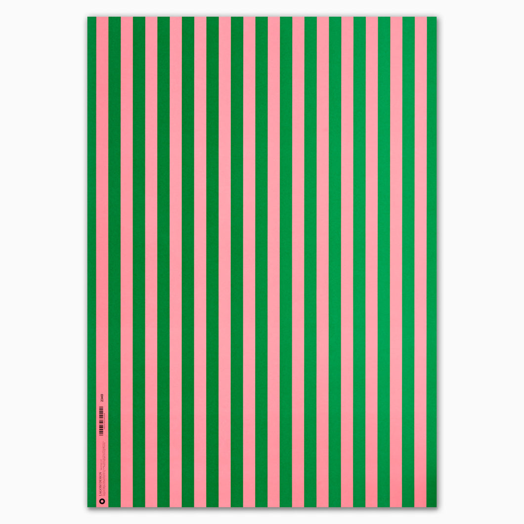 Gift Wrap paper pink and green stripes