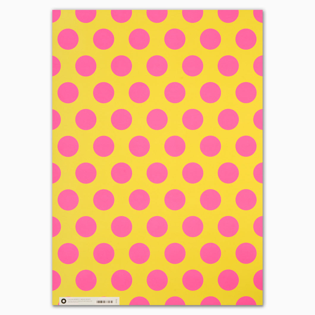 Gift Wrap Paper Yellow With Pink Spots