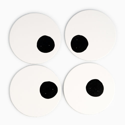 Black and white  googly eye coasters