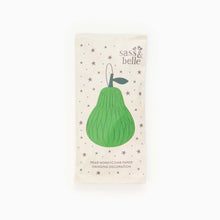 Load image into Gallery viewer, Green pear honeycomb paper Christmas decoration folded flat in reusable paper packaging
