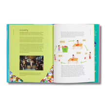 Load image into Gallery viewer, Double page spread showing fashion timeline and educational content for children
