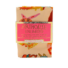 Load image into Gallery viewer, Hugging Animals organic cotton tea towel by Arthouse Unlimited featuring colourful illustrated animal artwork and ethical gift packaging.
