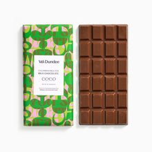 Load image into Gallery viewer, coco chocolatier columbian milk chocolate bar open v&amp;a dundee
