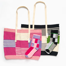 Load image into Gallery viewer, Jo-AMI Socks and Tote bags pink and green 
