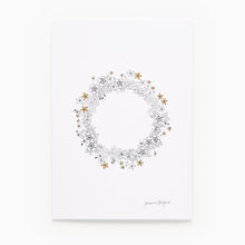 Load image into Gallery viewer, Wildflower floral wreath design on a white background. Adult colouring art print
