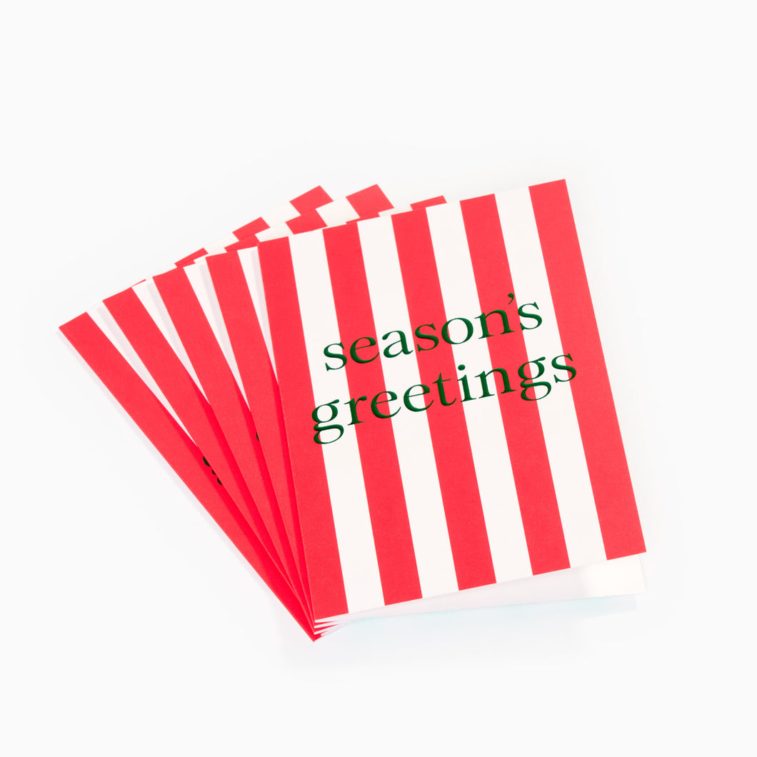 Candy Striped Seasons Greetings Cards