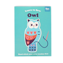 Load image into Gallery viewer, Learn to Sew Wooden Owl Kit in illustrated Rex London packaging
