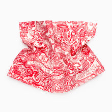 Load image into Gallery viewer, Scrunched up red and white 'Love is in the Air' illustrated tea towel by ARTHOUSE Unlimited on white background
