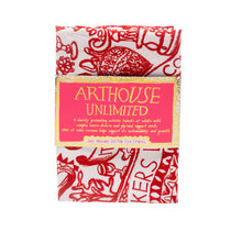 Load image into Gallery viewer, Front packaging view of the Love Is in the Air organic cotton tea towel by Arthouse Unlimited. 
