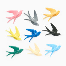 Load image into Gallery viewer, swallow wall art decorations in nine different colour ways by Anna Campbell Jones
