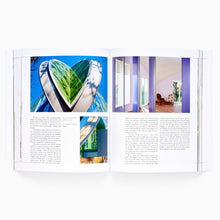 Load image into Gallery viewer, Open spread from The Architecture of Hope book exploring healthcare architecture, landscape and design for wellbeing.
