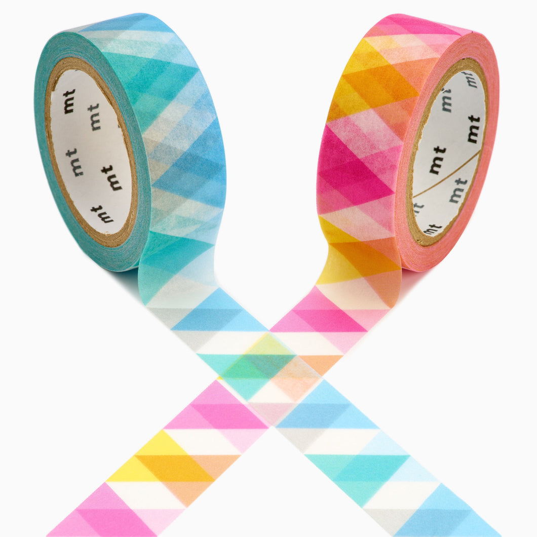 MT washi masking tape triangle diamond pink, yellow and blue