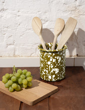 Load image into Gallery viewer, Olive and Cream Splatter Enamel Pot by Yod &amp; Co

