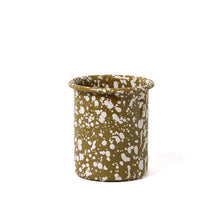 Load image into Gallery viewer, Olive and Cream Splatter Enamel Pot by Yod &amp; Co
