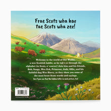 Load image into Gallery viewer, Back cover of Oor Wullie’s ABCs in Scots Scottish children’s book
