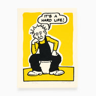 Oor Wullie sitting on his bucket limited edition screen print by John Reynolds in yellow and black