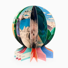 Load image into Gallery viewer, A hardback flip book for children depicting various landscapes and折回形成一个地球仪, aimed at introducing geography to young readers.
