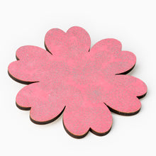 Load image into Gallery viewer, Handmade flower brooch with silver floral pattern on pink Japanese washi paper
