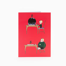 Load image into Gallery viewer, Pudding Boy V&amp;A Christmas card adapted from a vintage card design collected by R.P. Gossop

